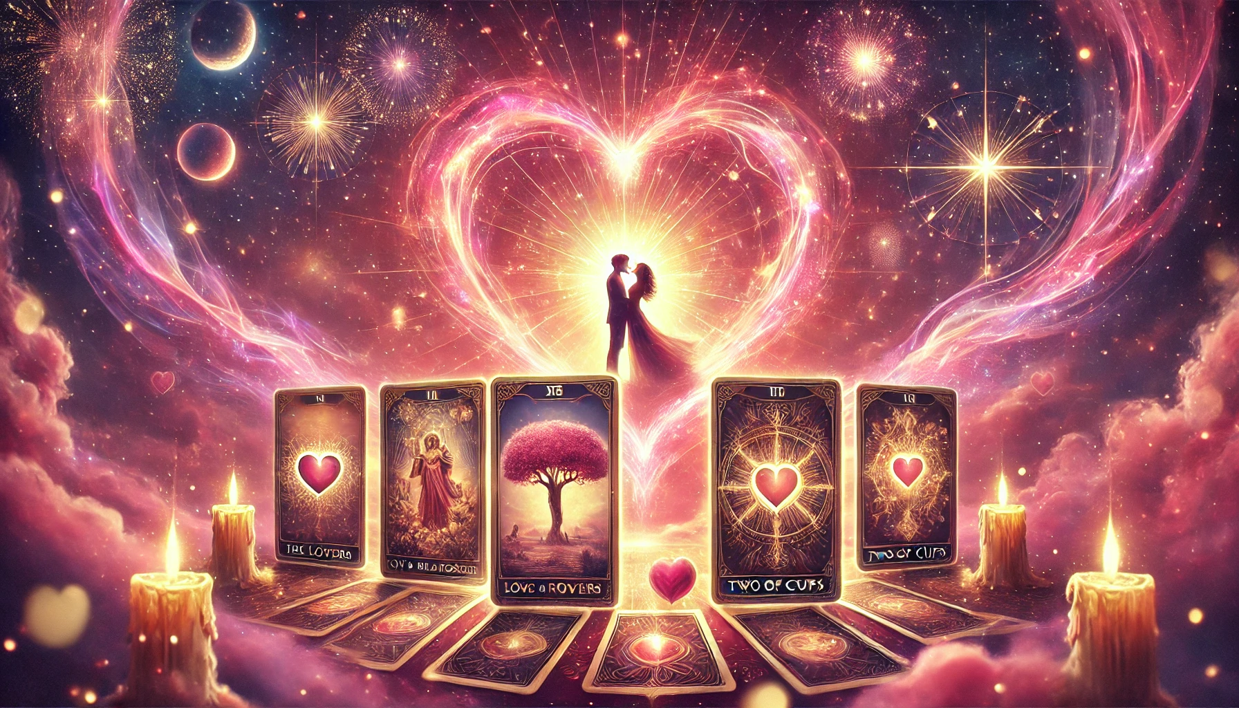 Discover insights into your romantic life with a Love & Relationship Tarot Card Reading. Explore the mysteries of love through tarot cards like The Lovers and Two of Cups, illuminated by cosmic energy and celestial symbolism for clarity, connection, and emotional guidance.